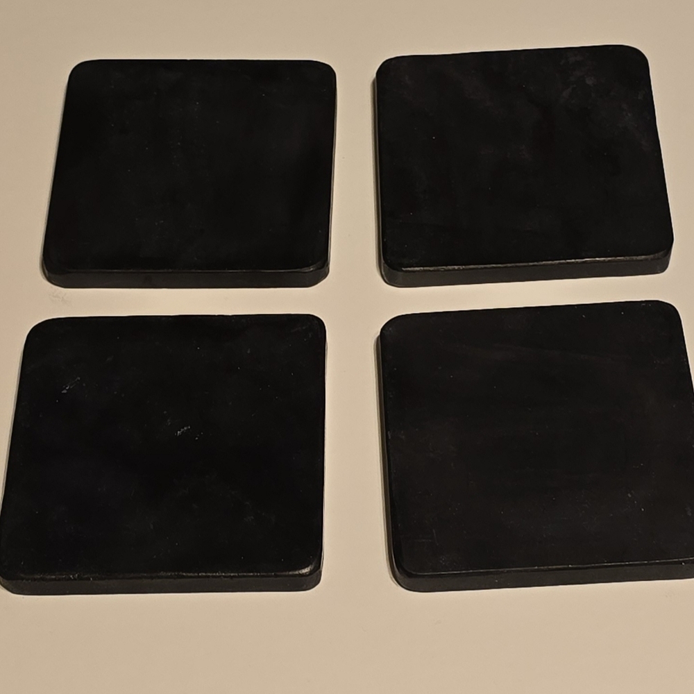 NEW Set Of 4 Black Marble Square  Coasters